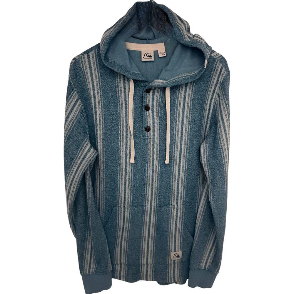 Quiksilver Hoodie Mens M Blue White Surf Logo